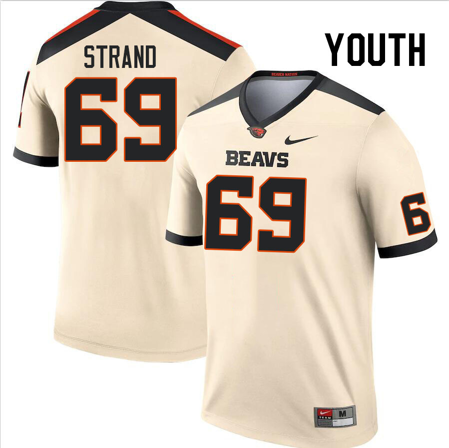 Youth #69 Jacob Strand Oregon State Beavers College Football Jerseys Stitched Sale-Cream